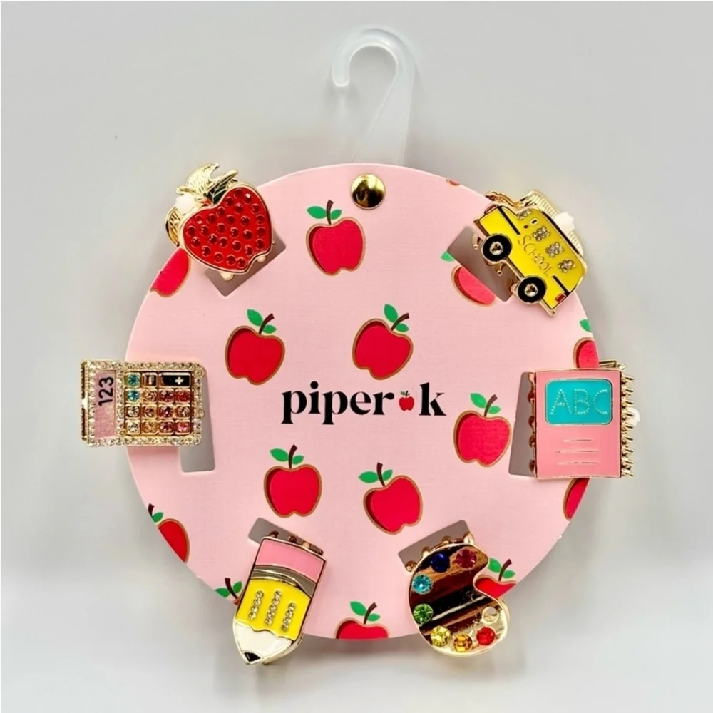 💛▪️Piper K▪️ 6-pack of school-themed mini metal hair clips